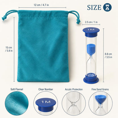 6-Pack Hourglass Sand Timers with Storage Bag, 30 Sec to 10 Min