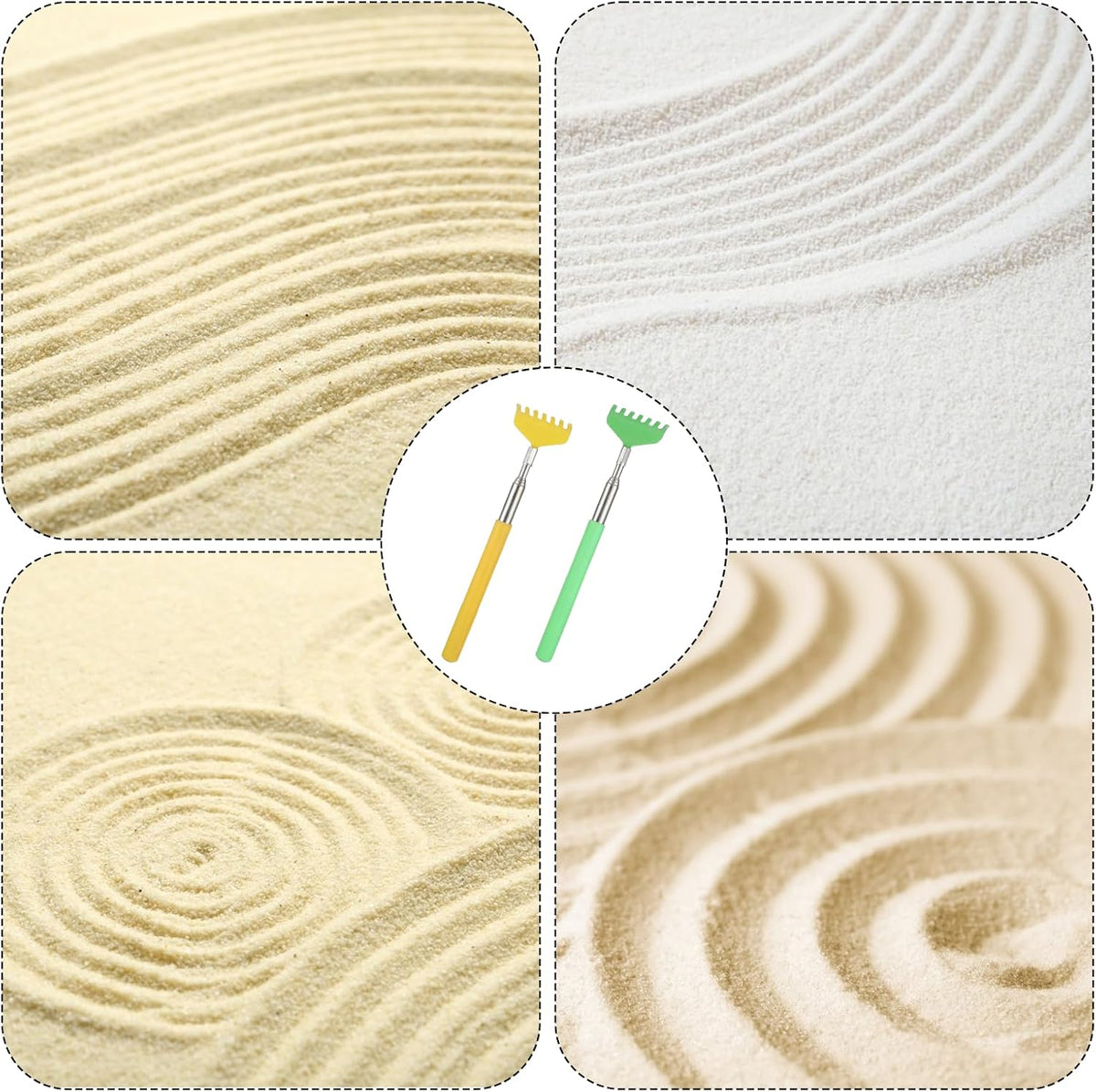 2Pcs Mini Zen Garden Rake Tools, Sand Rake Feng Shui Decoration Miniature Tabletop Rock Sand Zen Garden Accessories for Home Office, DIY Sand Zen Garden Tools Small Rakes for Desktop Decoration
