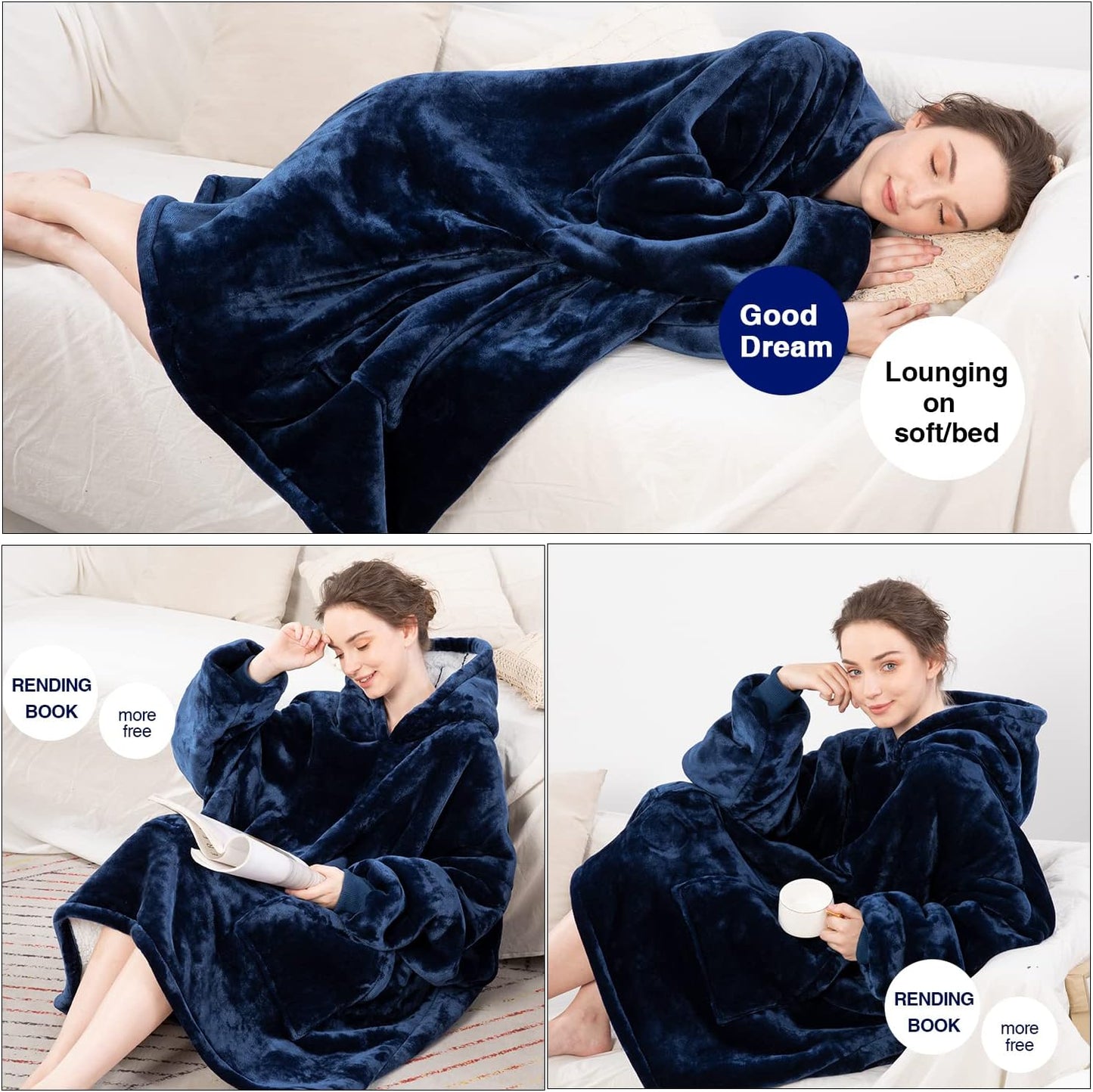 Aemicion Strawberry Blanket Hoodie,Oversized Sherpa Wearable Hooded Blanket,Warm Cozy Sweatshirt Gifts for Women Girls Adult