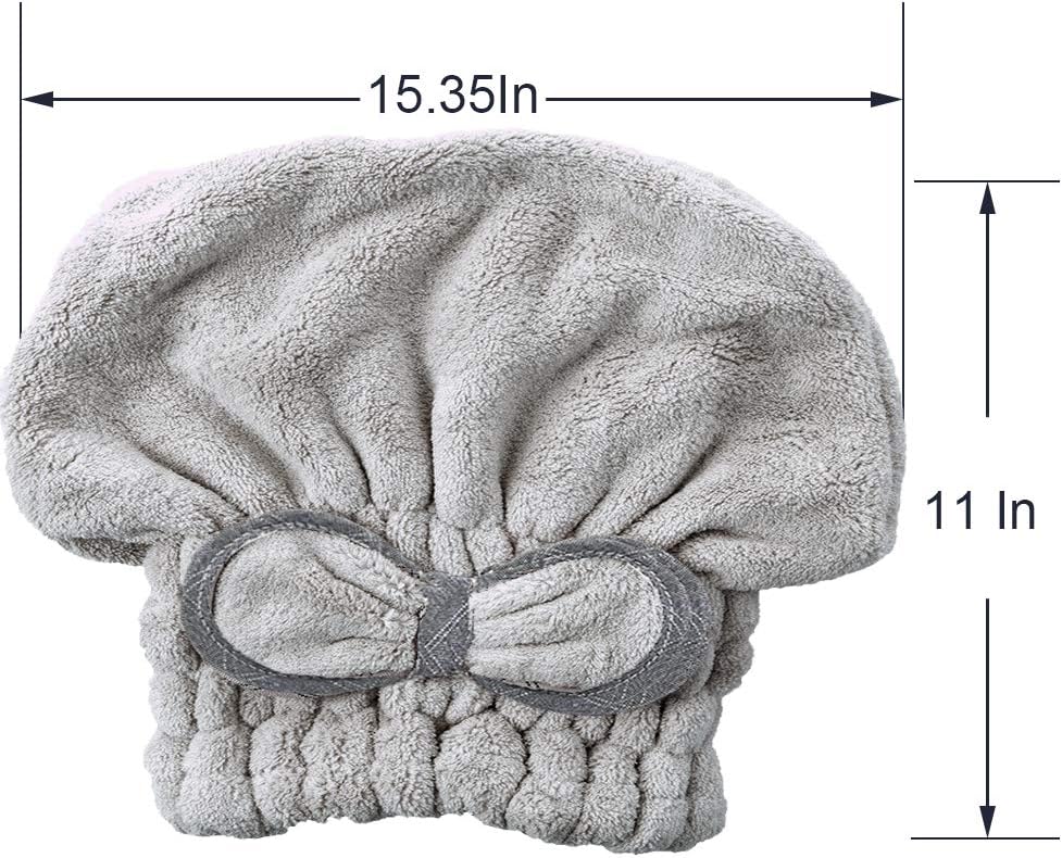 Jseng 2PC Microfiber Hair Drying Caps, Extrame Soft & Ultra Absorbent, Fast Drying Hair Turban Wrap Towels Shower Cap for Girls and Women