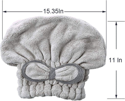 Jseng 2PC Microfiber Hair Drying Caps, Extrame Soft & Ultra Absorbent, Fast Drying Hair Turban Wrap Towels Shower Cap for Girls and Women
