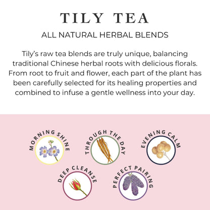 Tily Tea Assorted Herbal Tea Box - 5 Flavors of Caffeine-Free Tea - Morning Shine, Through the Day, Evening Calm, Perfect Pairing, Radiant Glow - 10 Plastic-Free Pyramid Tea Bags