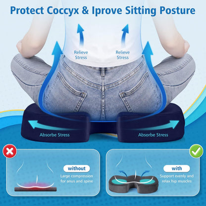 CloudBliss Gel Seat Cushion - Cooling Gel Enhanced Memory Foam Ergonomic Seat Cushion for Long Sitting for Office, Game, Car, Automotive, Airplane (Large, Black)