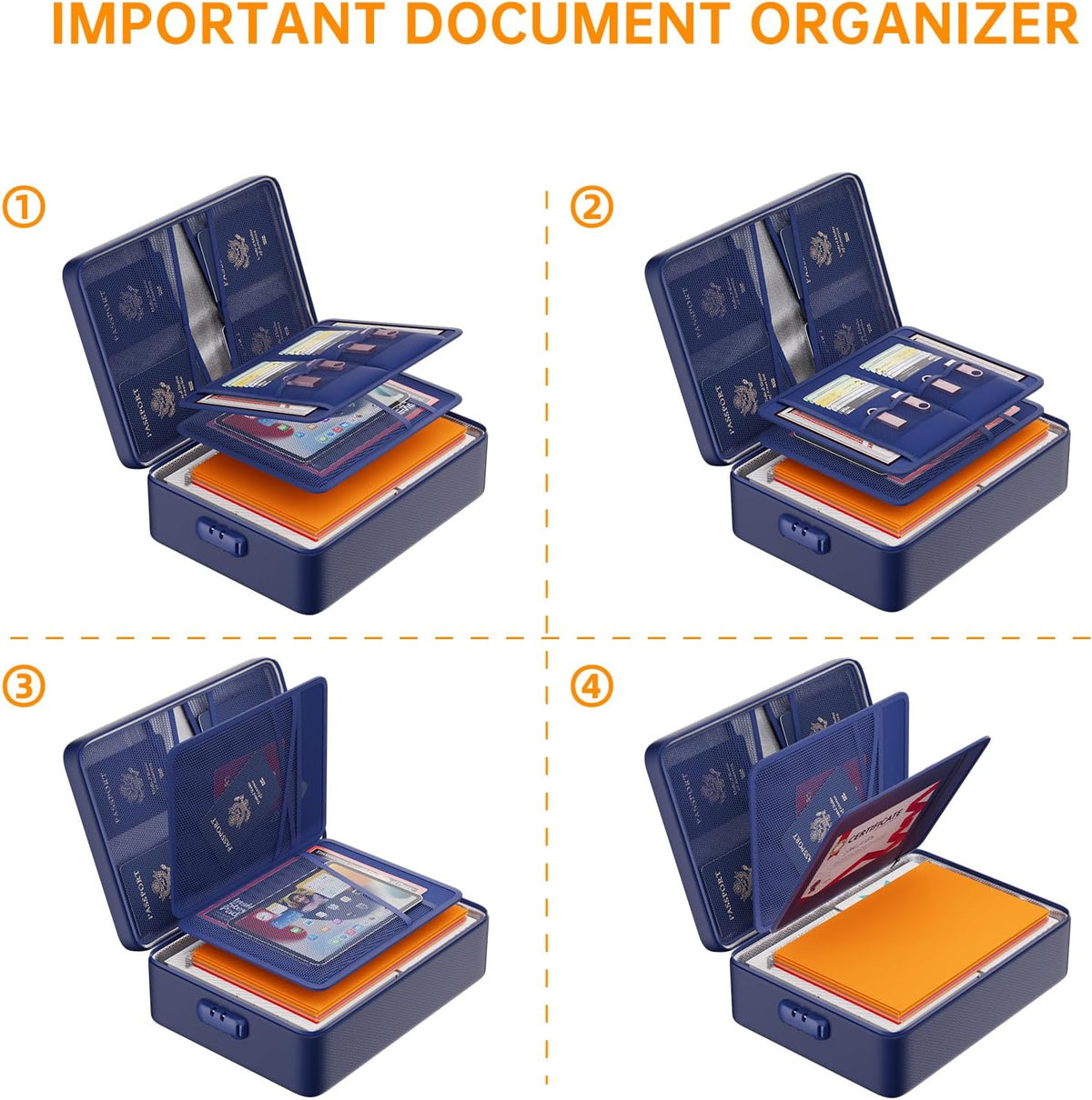 DocSafe 5200°F Fireproof Document Organizer Box with Lock, Heat Insulated
