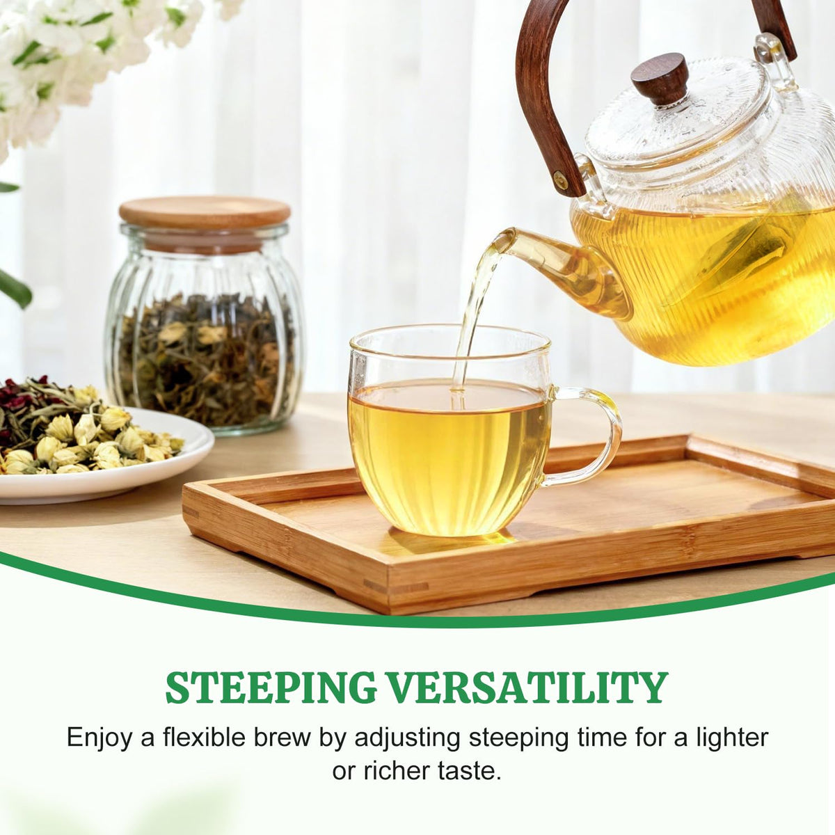 Soeos Organic Green Tea, 6.3 oz (180g), 100 Tea Bags, Refreshing and Fragrant, Sustainably Sourced, Ideal for Hot or Iced Tea, Long-Lasting Freshness