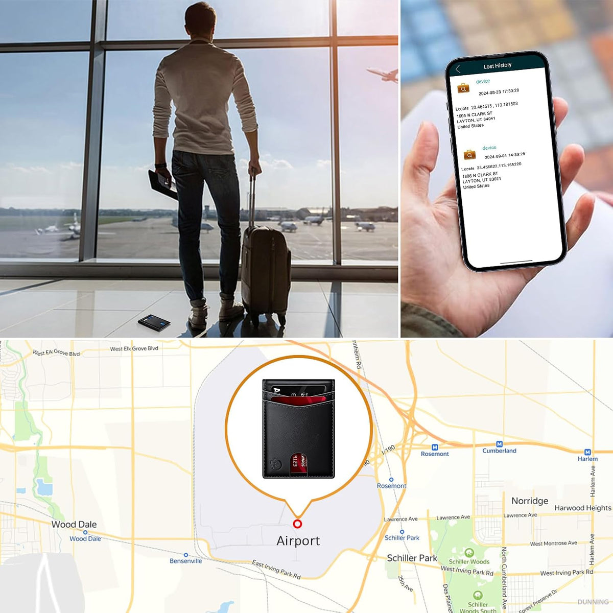 Smart Tracker Wallet for Men,Compatible with Android and Ios, Mens Wallet GPS Tracker Card Holder With Men Gift for Christmas. (Carbon Black) (iOS & Android)