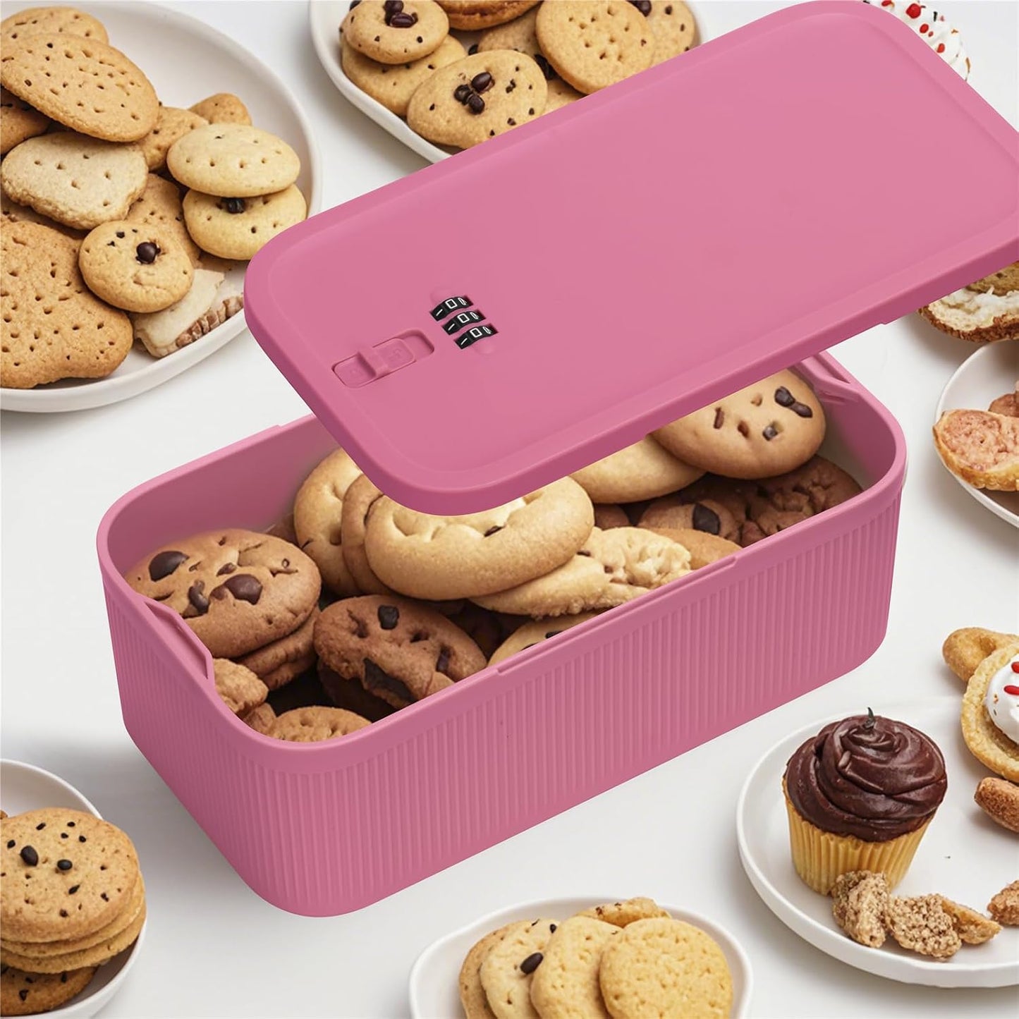Lockable Storage Box,Medicine Lock Box Travel Case,Refrigerator Bin Container for Food,Medicines,Snacks,Locking Mobile Cell Phone Device Jail,Lockbox for Office,Home,School,Father Gift (Navy Small)