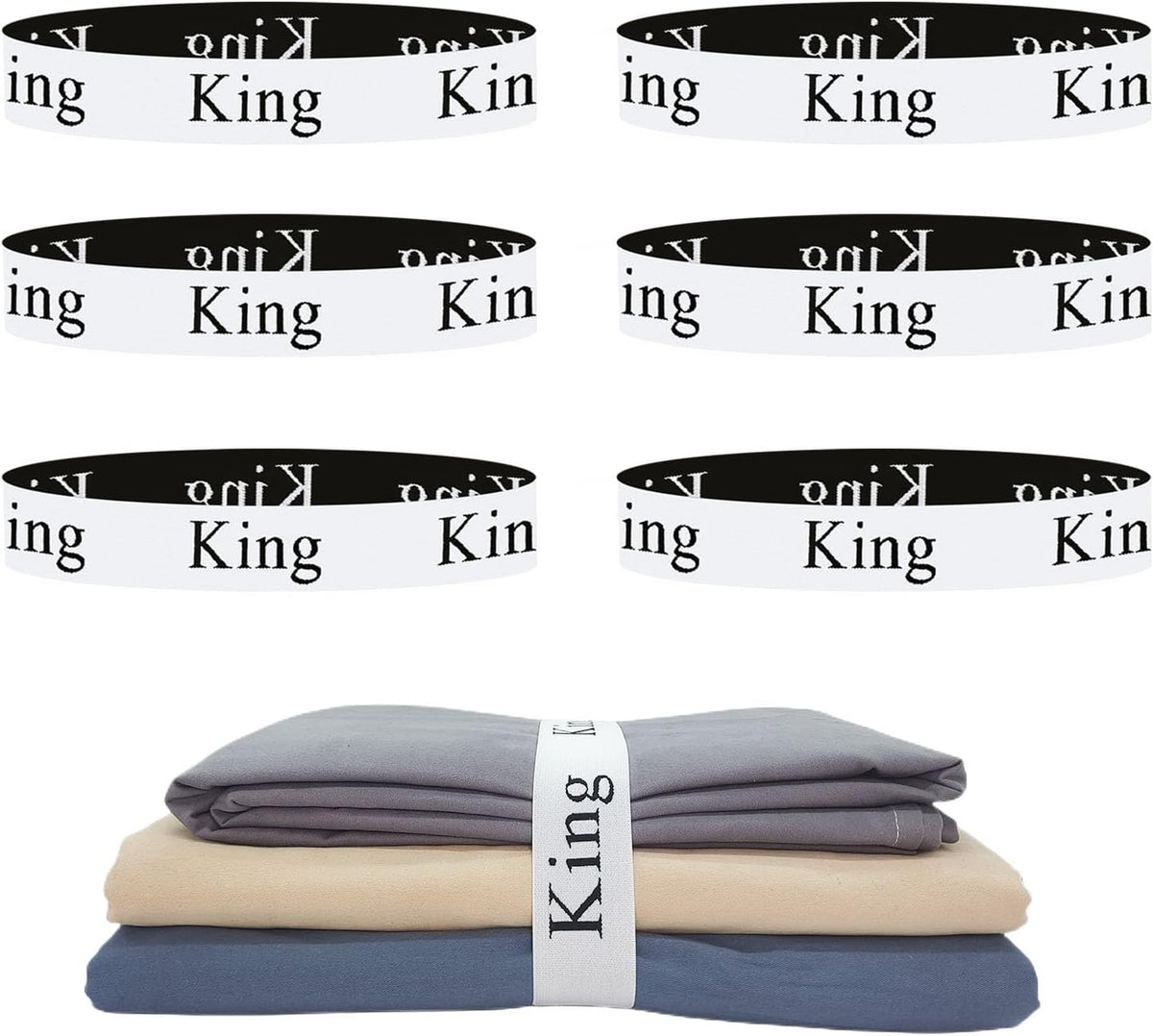 Bed Sheet Organizer Bands, Sheet Organizers and Storage Label Bands, Sheet Label for Bedding, Sheets Organizer for Closet,Sheet Keepers Linen Labels Bedding Bands (Queen)