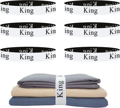 Bed Sheet Organizer Bands, Sheet Organizers and Storage Label Bands, Sheet Label for Bedding, Sheets Organizer for Closet,Sheet Keepers Linen Labels Bedding Bands (Queen)
