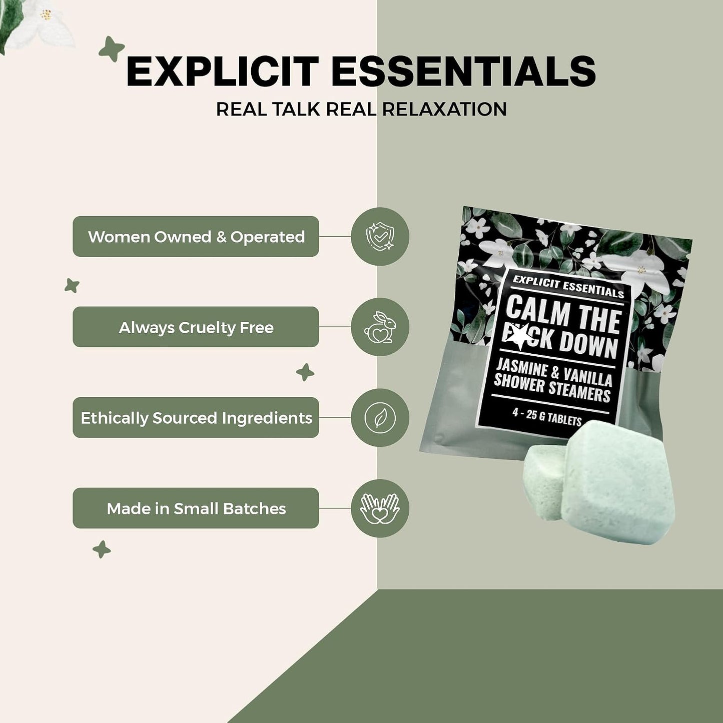 Explicit Essentials B Relax Shower Steamers | Lavender Mint Aromatherapy Shower Steamers for Relaxation & Stress Relief | Spa Shower Gift for Self-Care, Birthdays & Holidays