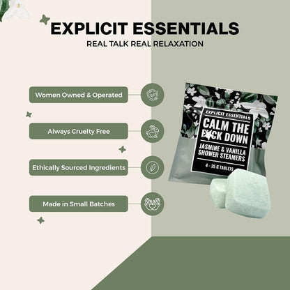 Explicit Essentials B Relax Shower Steamers | Lavender Mint Aromatherapy Shower Steamers for Relaxation & Stress Relief | Spa Shower Gift for Self-Care, Birthdays & Holidays