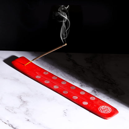 Bless-International Traditional-Handmade-Burner Wooden-Incense-Stick-Holder Ash-Catcher-Stand for-Aromatherapy-Meditation-Yoga (Incense Holder 10 inch(2 pcs))