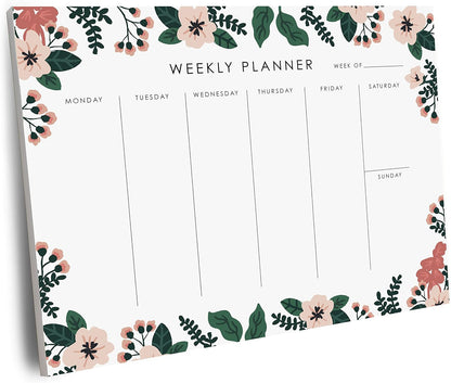 Weekly Planner Notepad - 9x7” inches, 52 tear off sheets - Undated Desk Planner Pad Calendar Notepad Organizer for Weekly To Do List, Notes and Schedule (Lemons)
