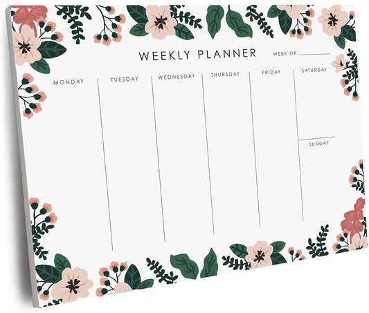 Weekly Planner Notepad - 9x7” inches, 52 tear off sheets - Undated Desk Planner Pad Calendar Notepad Organizer for Weekly To Do List, Notes and Schedule (Lemons)