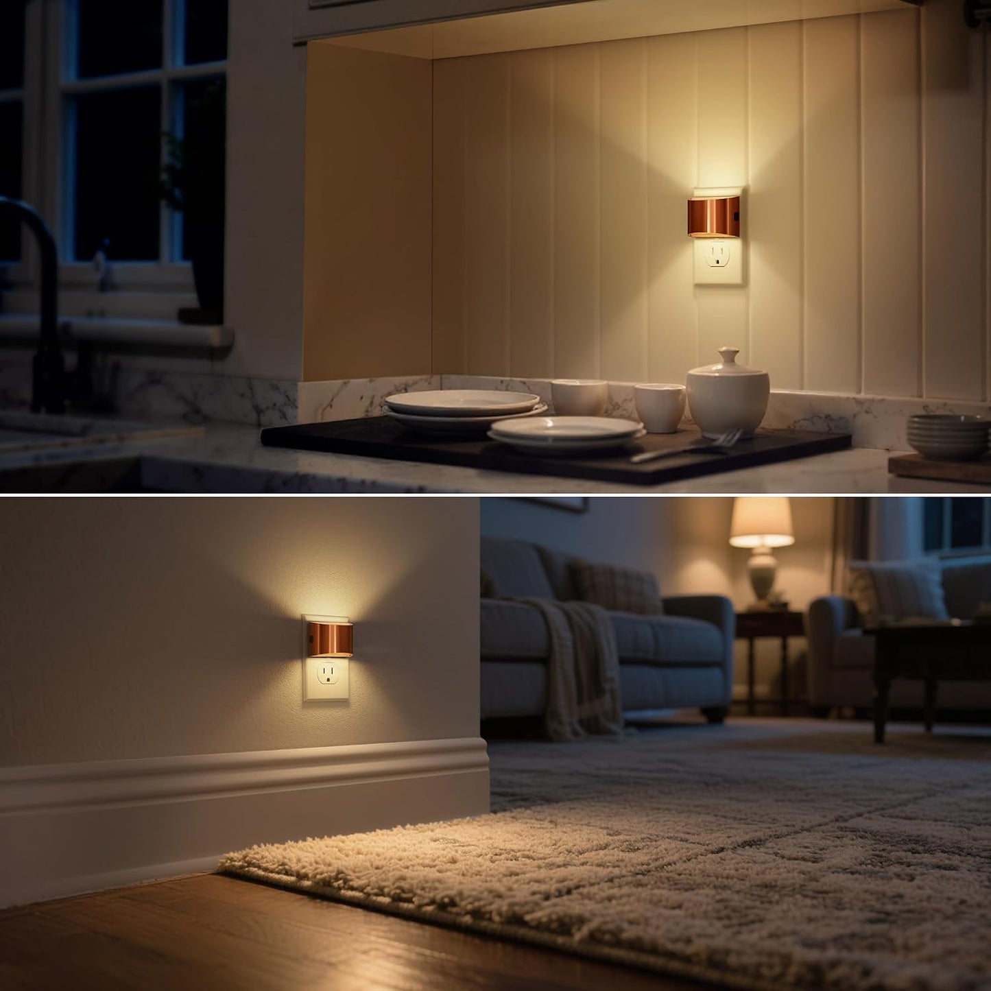 DORESshop LED Night Light[2 Pack], Night Lights Plug into Wall, 3 Level Brightness Adjustable Plug in Night Light, Dusk to Dawn Sensor, Nightlights for Adults, Bedroom, Bathroom, Hallway, Amber