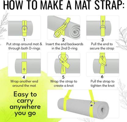 TECEUM 2 IN 1 Yoga & Mat Strap for Stretching – Cotton – 6/8/10 ft