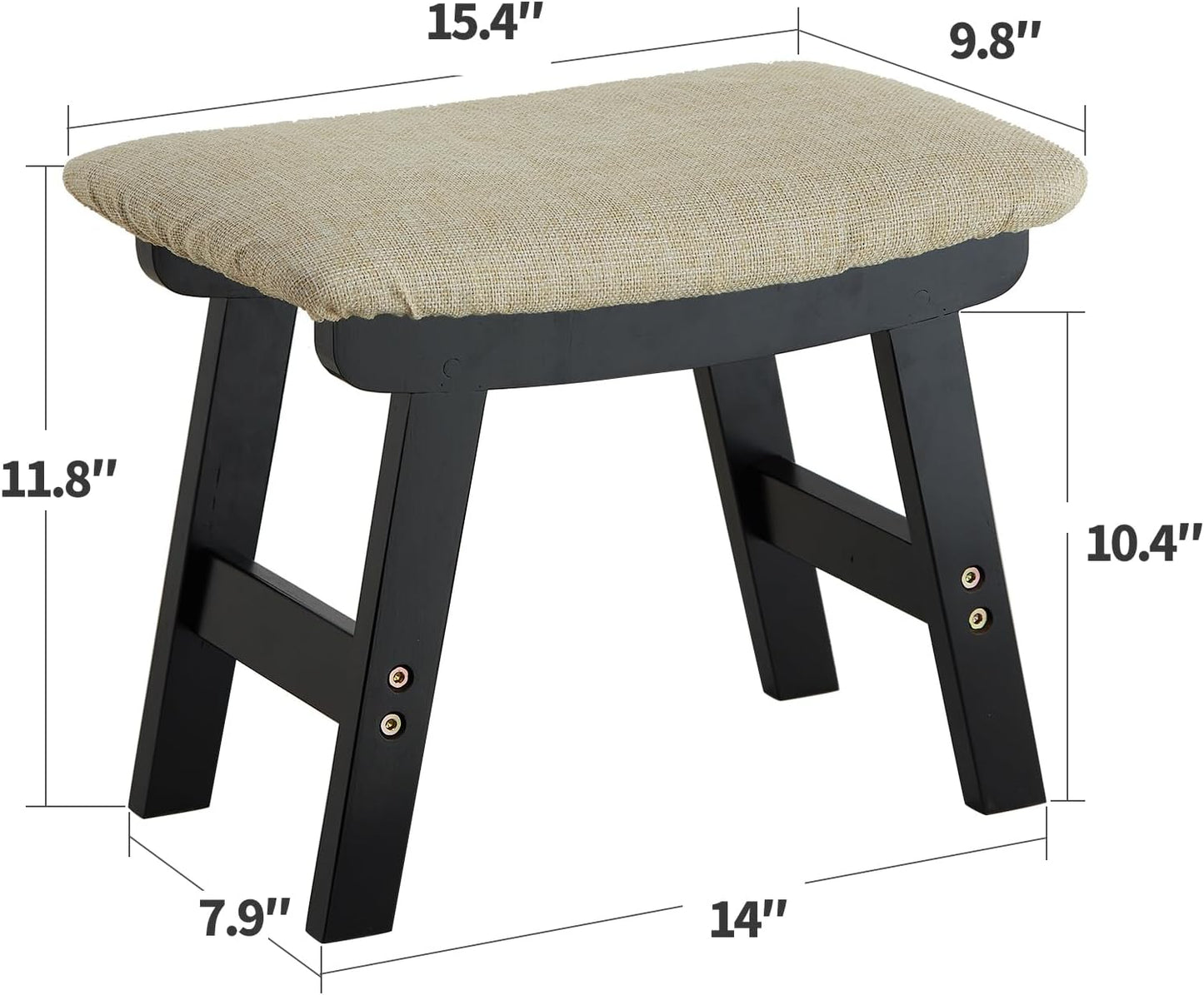 Foot Stool Ottoman Foot Rest Under Desk,Small Stool for Living Room, Bedroom and Kitchen (Brown Legs - Beige Stool Surface)