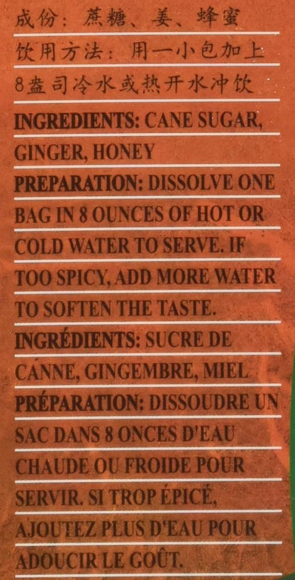 3-Pack of Instant Honeyed Ginger Drink 360g, Each Box, 20 Tea Bags,