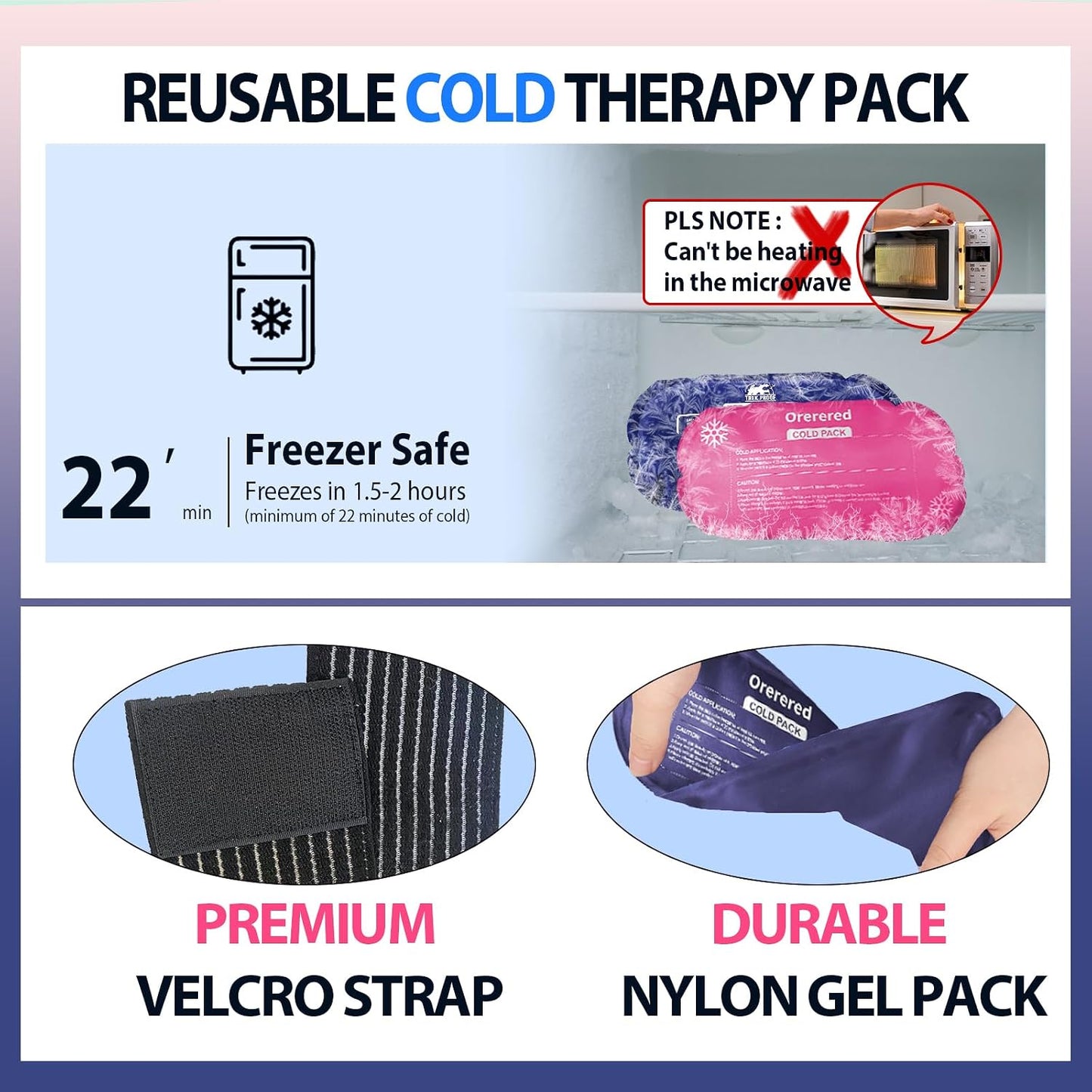 Reusable Cold Ice Packs for Injuries, 3-Piece Set Cold Gel Ice Wrap for Injury Recovery, Alleviate Joint and Muscle Pain (Knee Ice Wrap-Purple)