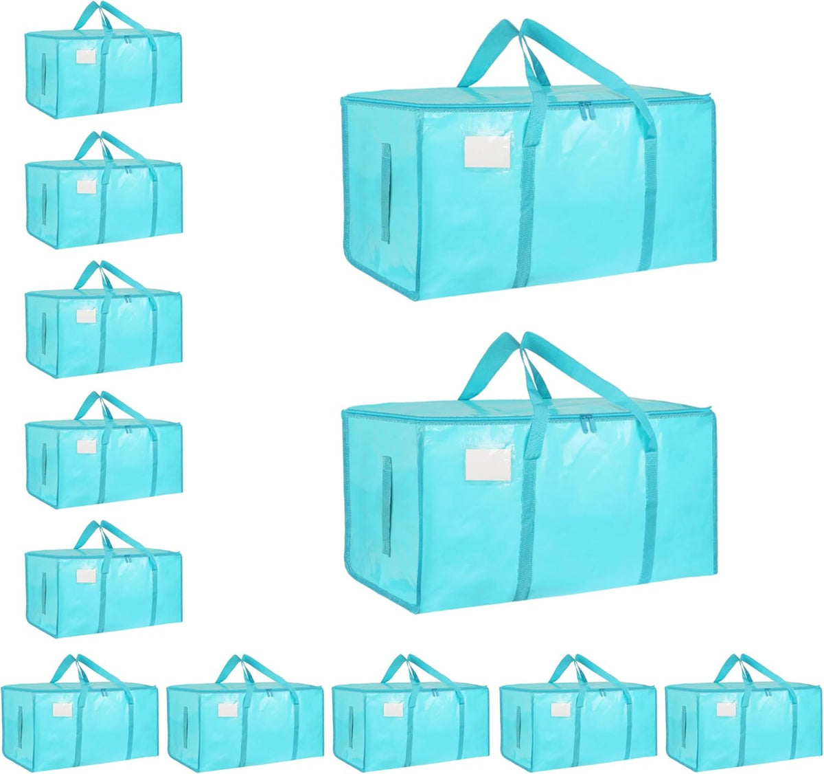Moving Bags Extra Large - Heavy Duty Storage Totes with Wrap-Around Handles & Reinforced Zippers - Foldable Moving Box Alternative, Water-Resistant for Dorm, Closet & Under Bed Storage (Clear)
