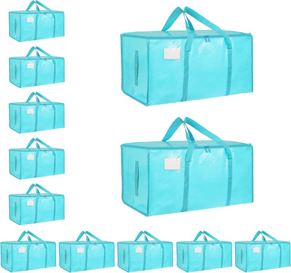 Moving Bags Extra Large - Heavy Duty Storage Totes with Wrap-Around Handles & Reinforced Zippers - Foldable Moving Box Alternative, Water-Resistant for Dorm, Closet & Under Bed Storage (Clear)