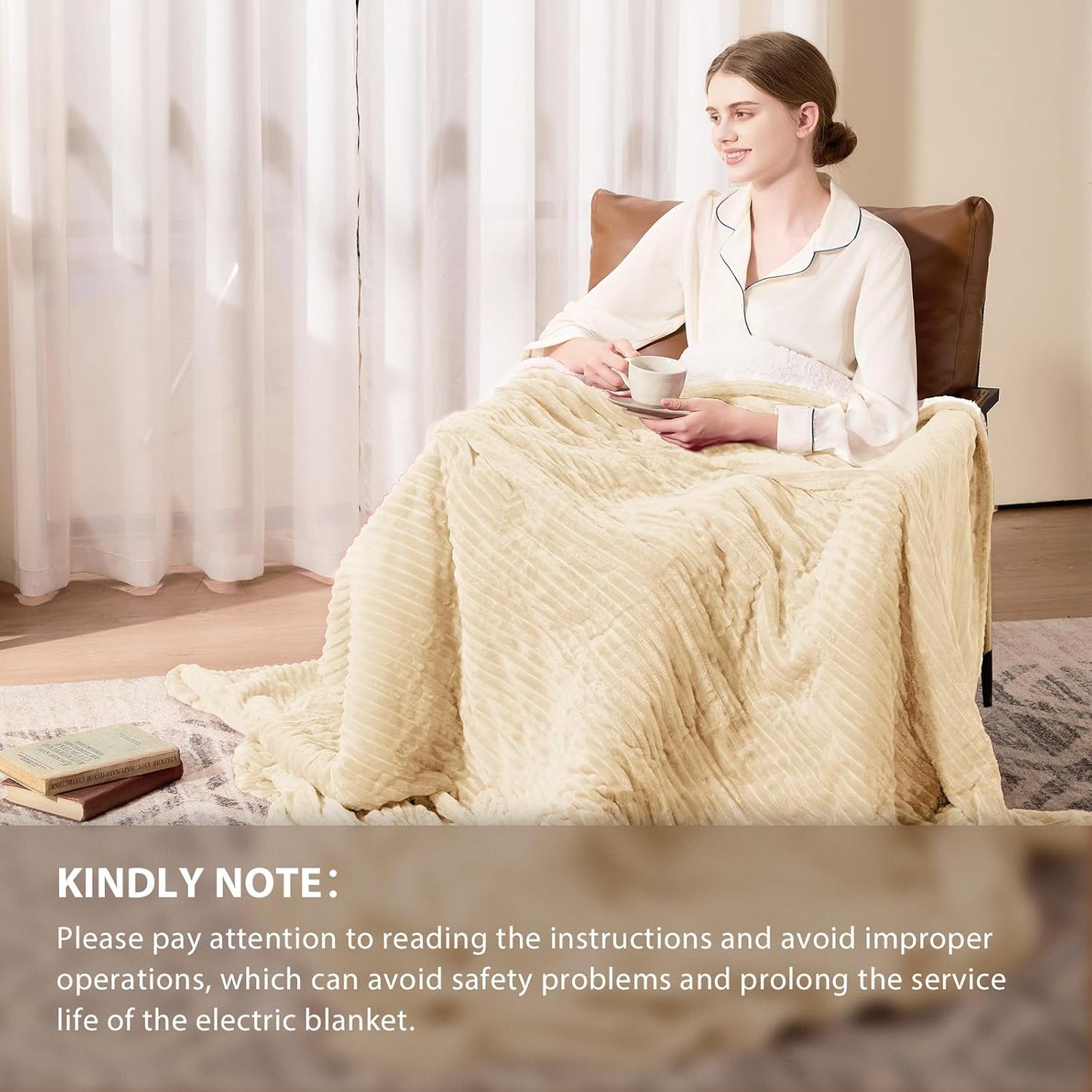 Homemate Heated Blanket Electric Throw - 50"x60" Heating Blanket Throw 1/2/4/6/8 Hours Auto-Off 10 Heat Levels Over-Heat Protection Soft Flannel Sherpa Heater ETL Certification