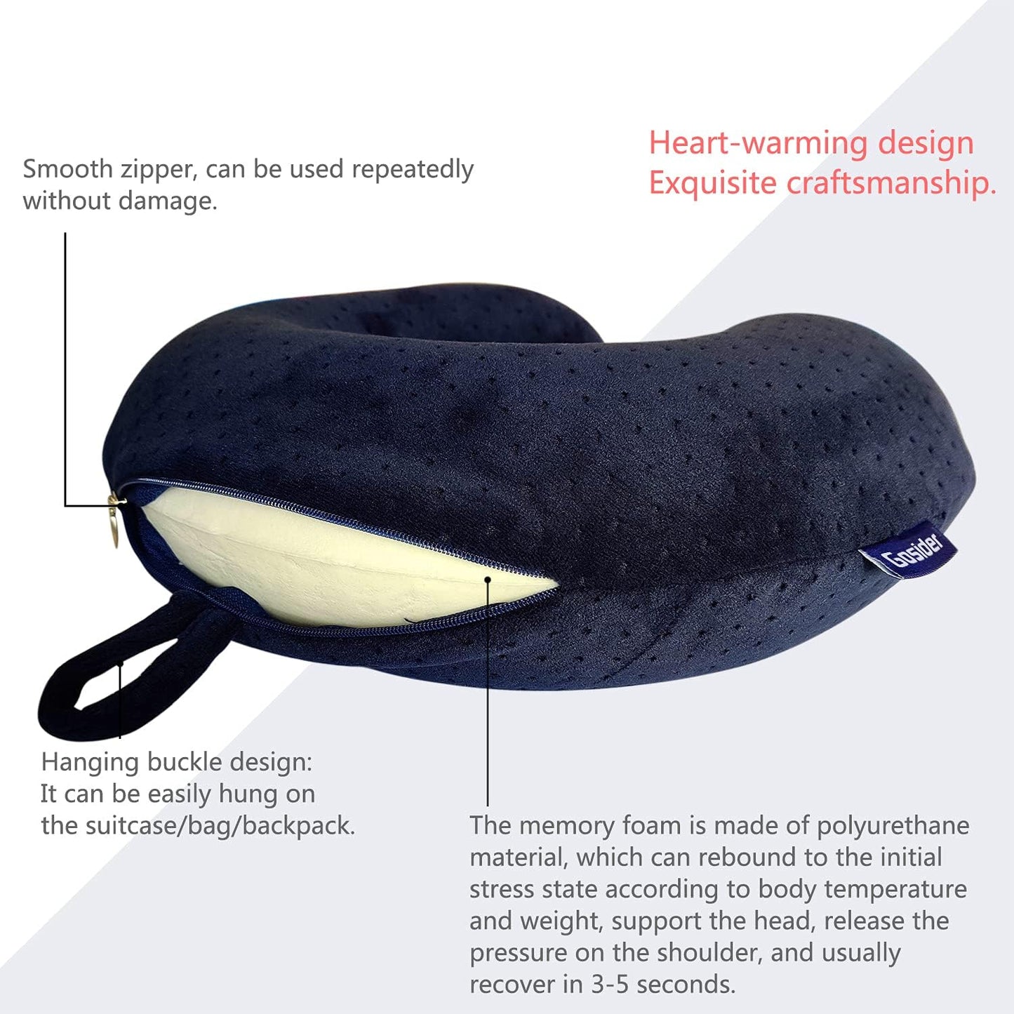Neck Pillows for Sleeping Travel Pink Travel Pillow Comfortable U Shape Memory Foam Pillows Neck and Head Support Portable Travel Neck Pillow Suitable for Planes, Trains, Self-Driving Cars