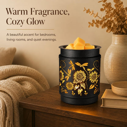 kobodon Wax Melt Warmer Metal Wax Warmer for Scented Wax Electric Fragrance Candle Oil Burner 2 in 1 Wax Melts as Gifts for Moms Grandma Women Girls(Sunflower)