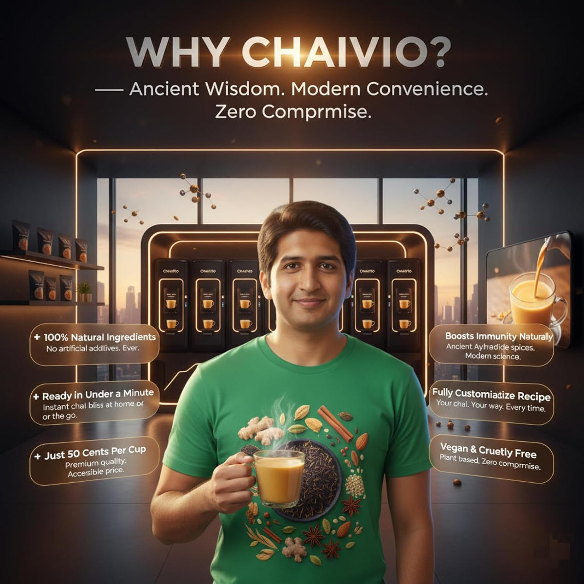 Chaivio Masala Chai Tea Latte, Unsweetened Instant Powder, Authentic Chai-with Natural Ingredients, No Preservatives, Tea Powder, Quick and Healthy Chai(1 lb)