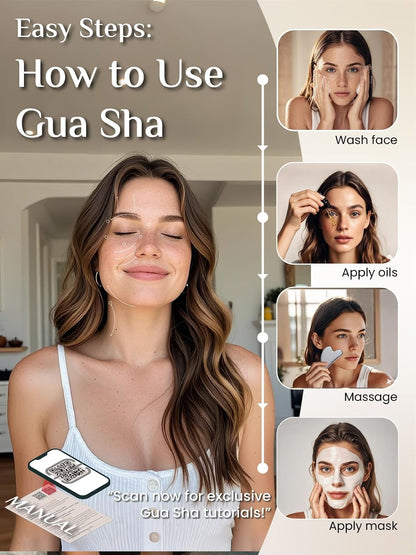 Rena Chris Gua Sha Facial Tools: Jade Stone Guasha Tool for Face Acupuncture Therapy, Facial Massager for Jawline Sculpting and Puffiness Reducing (Green)