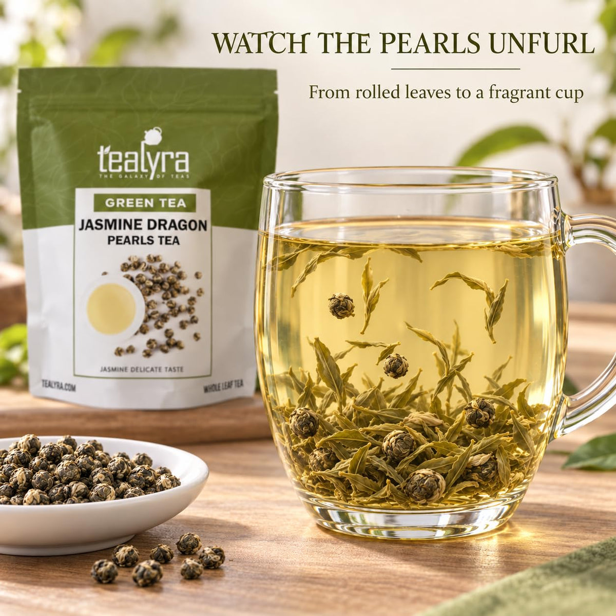 Tealyra | Imperial Jasmine Dragon Pearls Green Tea, 113g (4 oz)