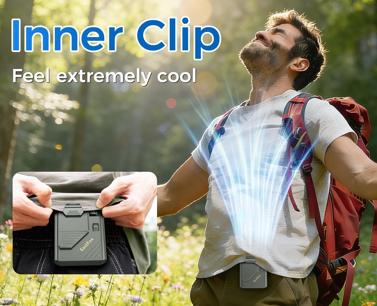 Portable Waist Fan 100 Speed Neck fan Clip on Fan with LED Display
