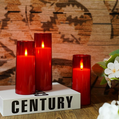 kakoya Flickering Flameless Candles Battery Operated with Remote and 2/4/6/8 H Timer Acrylic Led Pillar Candles Pack of 9 (appr D2.3"xH5.5"6.5"7.5")with Realistic 3D Wick Candles for Home Decor(White)