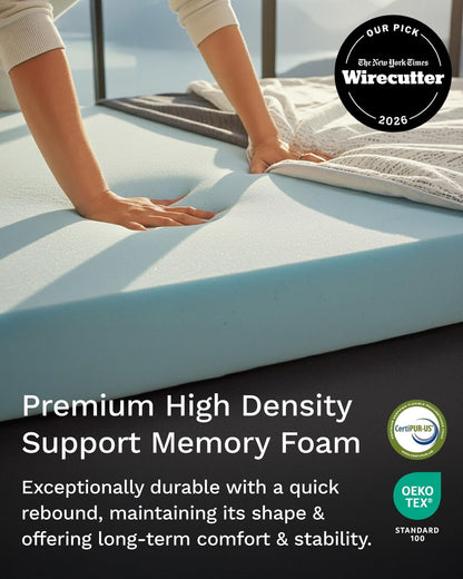 ViscoSoft 3 Inch Memory Foam Mattress Topper Twin XL - Select High Density Ventilated Extra Long Mattress Pad - Premium Removable Rayon Cover