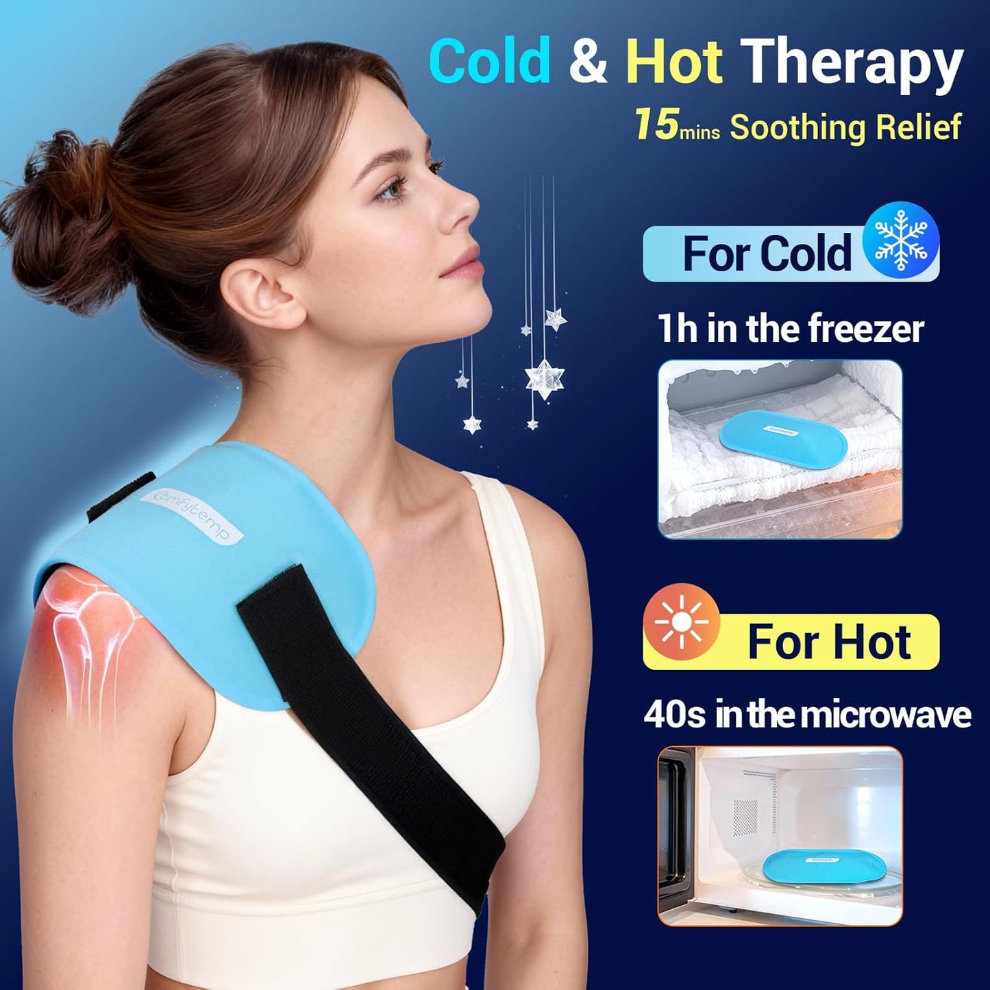 Comfytemp Gel Ice Packs for Injuries Reusable, Hot Cold Compress Ice Packs