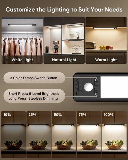 MCGOR 10inch Under Cabinet Lighting, Wireless Motion Sensor Light