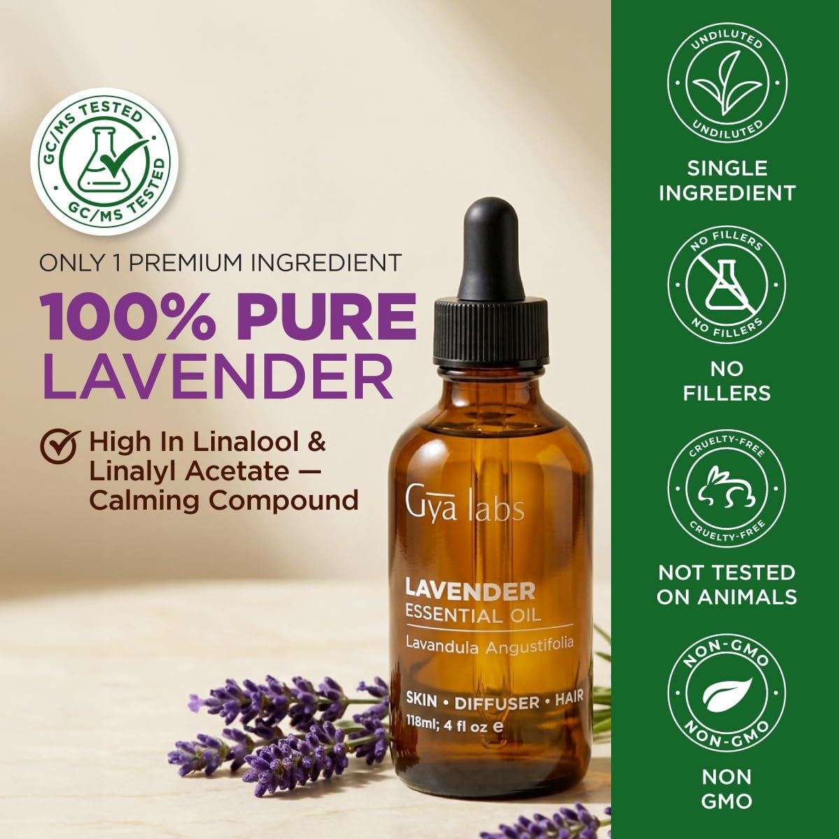 100% Pure Lavender Essential Oil for Skin & Diffuser - 4 Fl Oz
