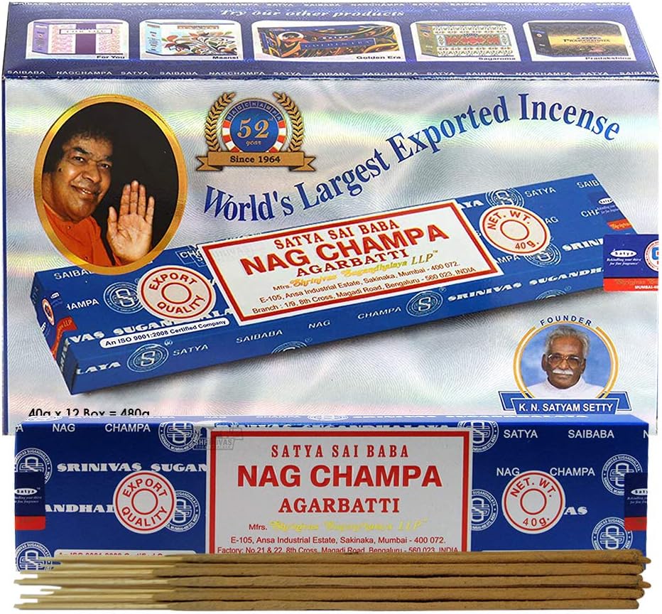 TRUMIRI Incense Stick Holder Bundle with Satya Sai Baba Nagchampa 250g Bulk Incense Sticks Nag Champa Agarbatti - Pack of 1 (Approx 250 Insence-Sticks)