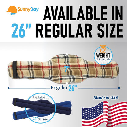 SunnyBay Microwave Heating Pad, Microwavable Heated Neck and Shoulder Wrap, Hands-Free Weighted Moist Hot or Cool Pack, Soft Fleece Cover and Flaxseed Filling, 26 Inch Length, Made in USA, Navy