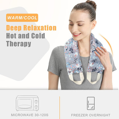 UNCN Long Wide Heating Pad for Neck and Shoulders Back 33x5.9 Microwavable Large Moist Heat Pack Warm Hot Compress Neck Wrap Weighted Bag Massage Reusable Herbal Nature Calming Portable 1.95Pounds