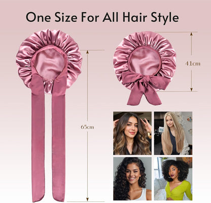 Yanideer 3 pcs Adjustable Satin Bonnets for Sleeping Double Layer Satin Lined Hair Bonnet with Tie Band for Women Curly Hair