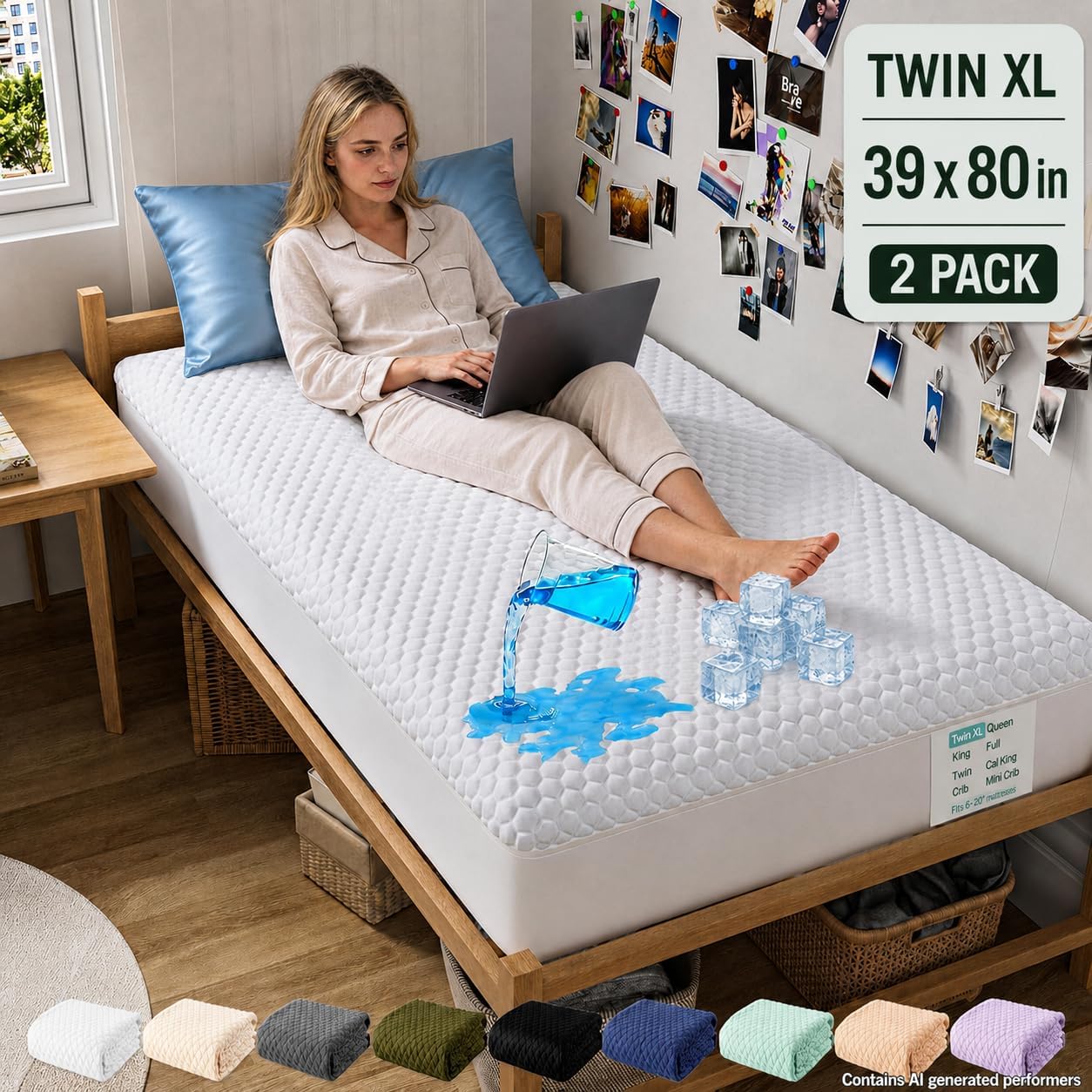 OhGeni 100% Waterproof Mattress Protector,Queen Size Premium Bamboo Mattress Pad,Pet Hair & Bedwetting Resistant,Cooling Breathable Fitted Sheets,Washable Bed Cover,Non-Slip Deep Pocket for Bedroom