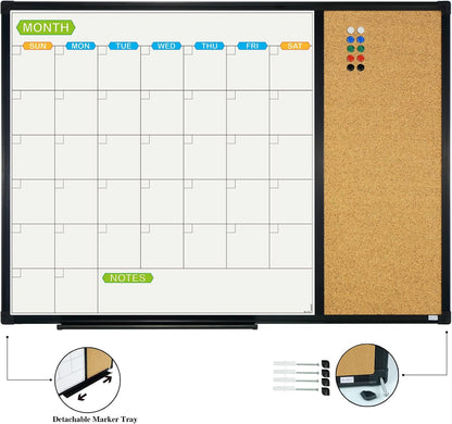 JILoffice Magnetic Dry Erase Calendar Whiteboard, 24" x 18" Monthly Board