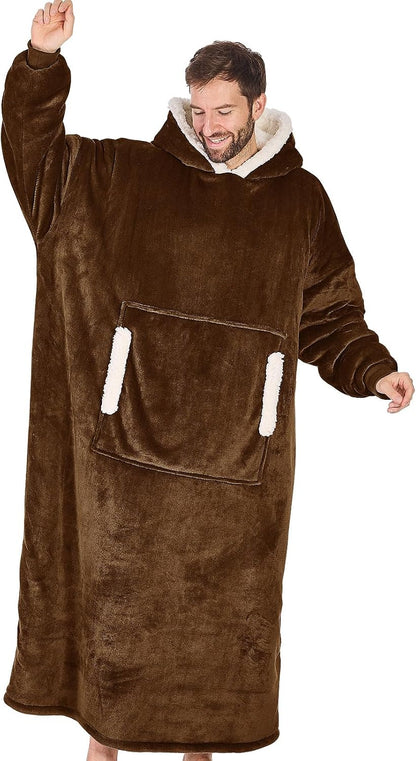 yescool Wearable Blanket Hoodie, Flannel Sherpa Fleece Blanket Sweatshirt for Adults Women Men,One Size Fits All - Colors B