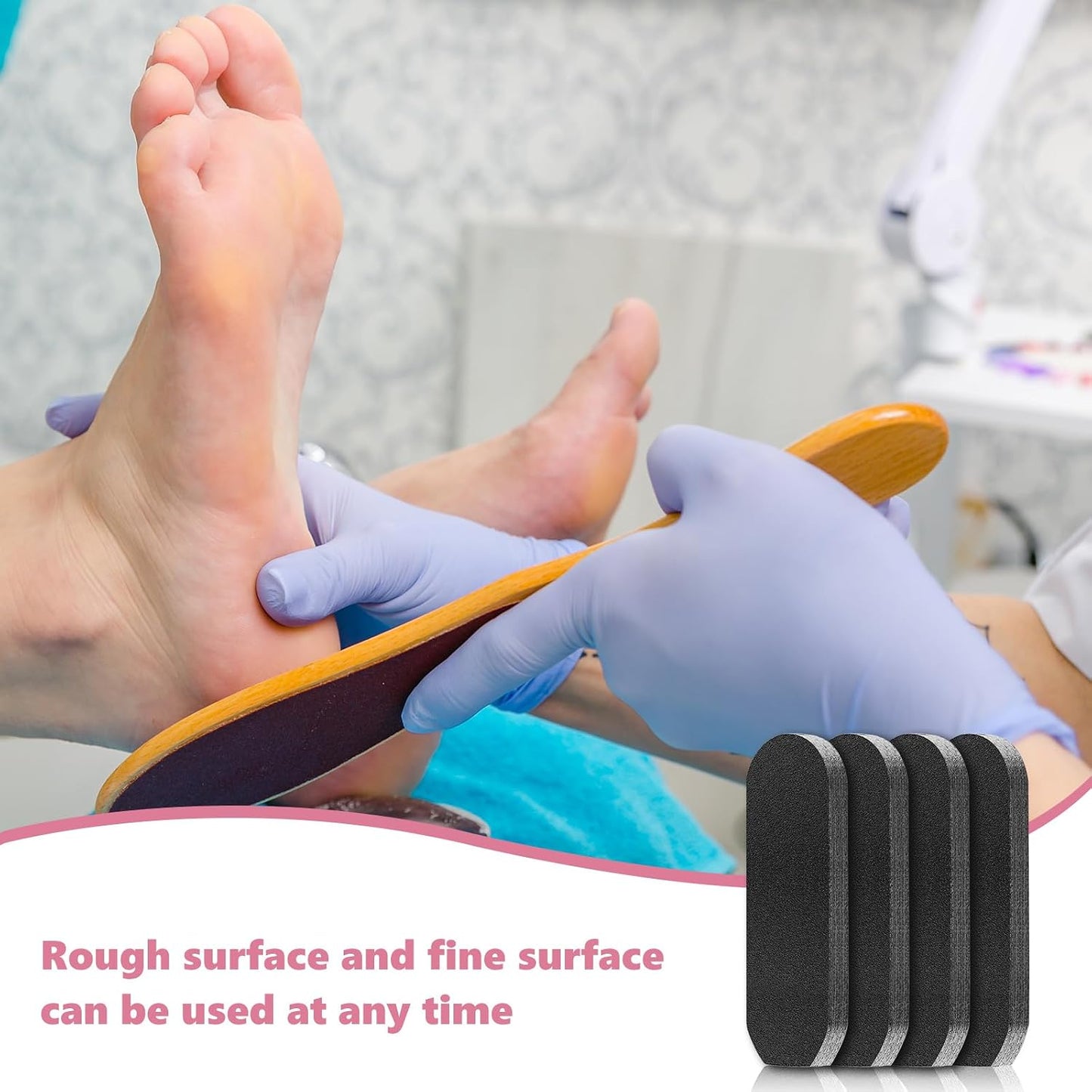Flutesan 80 Pcs Professional Collection Stainless Steel Foot File Refill 180 Grit and 120 Grit Replacement Pads Coarse Fine Pedicure File Refills Foot Rasp Pad with Removable Glue