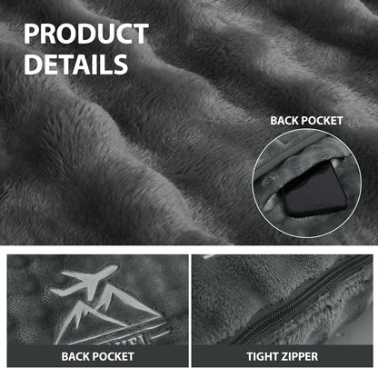 Travel Blanket and Pillow-2-in-1, Ultra-Soft&Compact, Airplane Blanket with Hand Luggage Belt and Backpack Clip,Travelers Accessories Gifts, 61x43 Inches(Pink