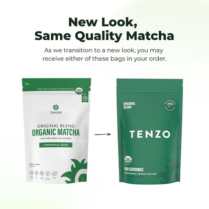 Tenzo Matcha Green Tea Powder, Organic Cafe Sweetened Matcha Latte Green Tea Powder, Ceremonial Barista Crafted Mix - Authentically Japanese - Matcha Latte Mix (35.27 Ounce)