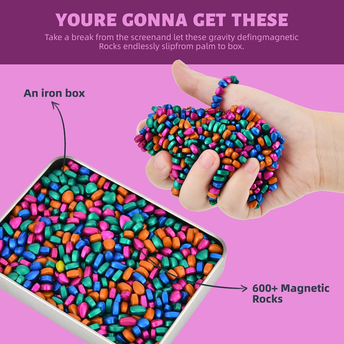 LCVUUK Magnetic Putty Rocks, Blue More Than 600 Weak Magnetic Smooth Ferrite Pebbles, Desk Toys and Time-Killer for Adults