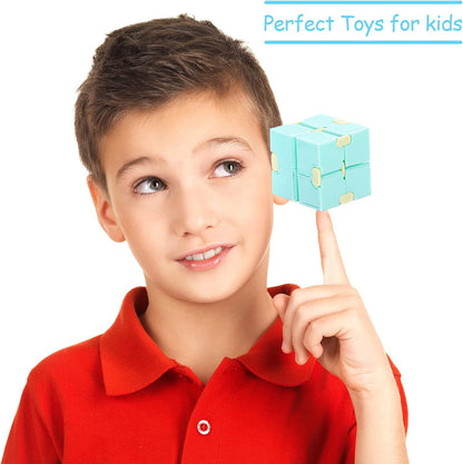 Sumind 24 Pieces Infinity Cube Fidget Toy Mini Blocks Cube Bulk Gadget Sensory Toy Hand Held Blocks Finger Gadget Gift for Adults Anxiety Stress Relief Game(Cute Style)