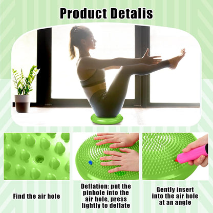 Silipull 2 Pcs Wiggle Seat Inflated Wobble Cushion Flexible Balance Disc with Air Pump for Core Stability Strengthening Improving Posture Physical Exercise